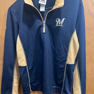 Majestic Milwaukee Brewers Blue and Gold Pullover